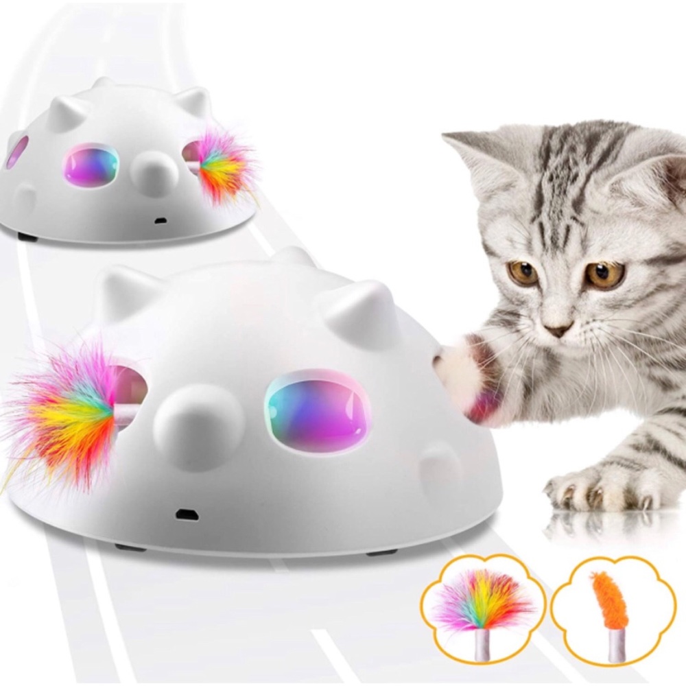 Peek-A-Boo Interactive Robotic Electronic Indoor Self Rolling Cat Feather Toy